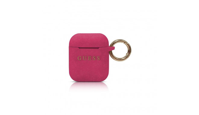 Guess GUACCSILGLFU AirPods cover fuchsia / fuchsia Silicone Glitter