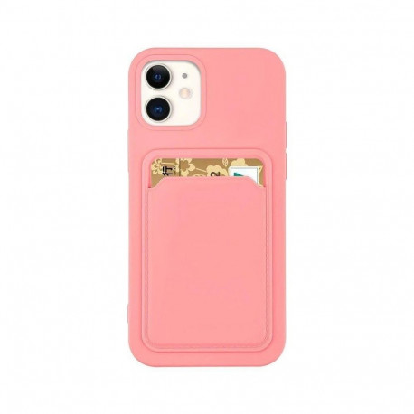 Card Case Silicone Wallet Case with Card Slot Documents for Samsung Galaxy A73 pink