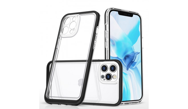 Clear 3in1 case for iPhone 12 Pro Max case gel cover with frame black