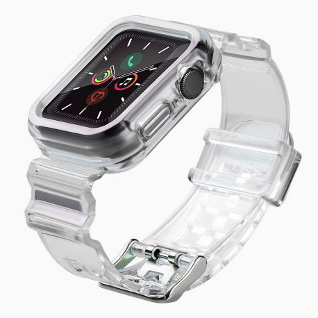 Silicone Band Strap Bracelet Case Strap Light Set for Apple Watch 38mm - Black