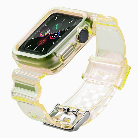 Silicone Band Strap Bracelet Case Strap Light Set for Apple Watch 40mm - Yellow