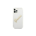 Guess GUHCP12LKTRSVGO iPhone 12 Pro Max 6.7" Transparent hardcase Vintage Script Gold