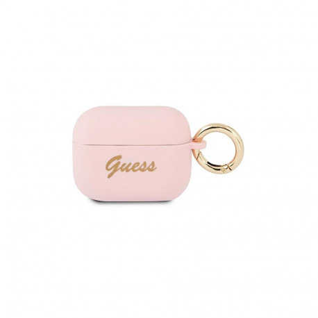 Guess GUAPSSSI AirPods Pro cover pink/pink Silicone Vintage Script