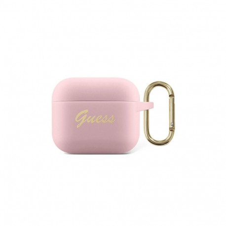Guess GUA3SSSI AirPods 3 cover pink/pink Silicone Vintage Script