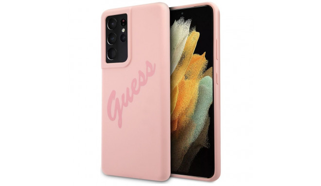 Guess GUHCS21LLSVSPI S21 Ultra G998 pink/pink hardcase Script Vintage