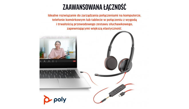 Poly Blackwire 3225 stereo USB-C +USB-A +3,5 mm