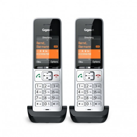 Gigaset COMFORT 500HX duo analoog/DECT telefon numbrinäiduga must, hõbedane