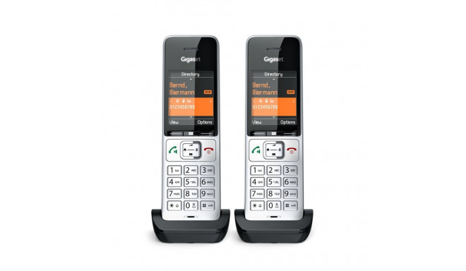 Gigaset COMFORT 500HX duo analoog/DECT telefon numbrinäiduga must, hõbedane