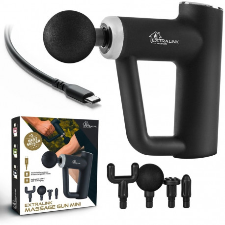 Extralink Massage Gun Mini Black Massage Gun 4 interchangeable tips
