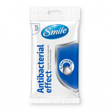 Smile antibakteriaalsed niisked salvrätikud, pantenool, 15tk