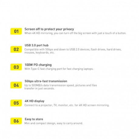 Baseus Lite Series multifunctional HUB USB Type C - 2 x USB 3.0 / USB Type C PD / HDMI 1,4 / SD / TF