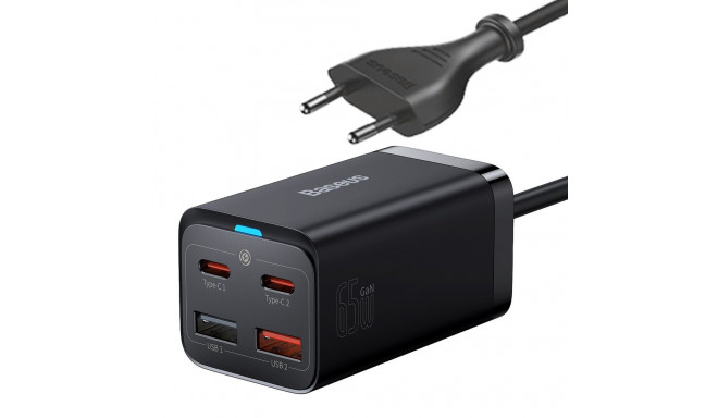 Baseus GaN3 Pro fast charger GaN 2 x USB Type C / 2 x USB 65W PD, QC4.0+, AFC, PPS + cable USB Type 