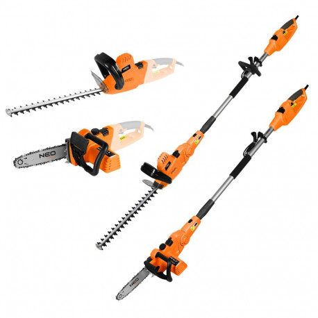 Aiatööriist 2-ühes teleskoopvarrega kettsaag 750W 250mm + käärid (2 tk.)