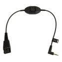 "JABRA QD Cord to 2.5mm pin plug straight 0.3meters with call answering at cord e.g. for Philips Eri