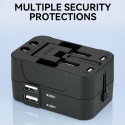 Wozinsky WUTWC travel adapter universal 24W EU / US / AUS / UK / 2x USB-A - black