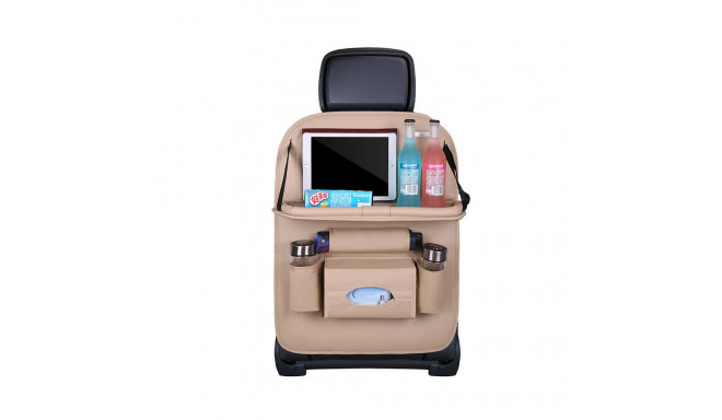 Car organizer for the seat foldable shelf mini car table beige