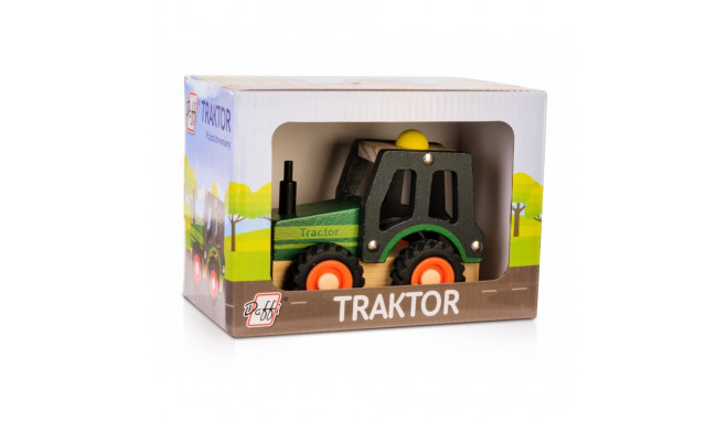 Puidust auto traktorirehvidega