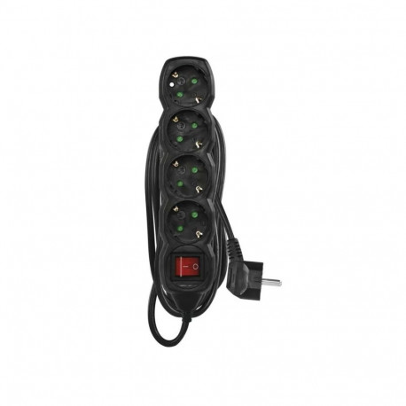 Power Strip SCHUKO with switch – 4 sockets, 3.0m, black, 1,5mm²
