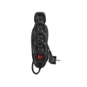 Power Strip SCHUKO with switch – 4 sockets, 3.0m, black, 1,5mm²