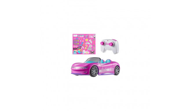 Hot Wheels RC Barbie Convertible, Battery-Powered Remote-Control Toy Car, Fits 2 Barbie Dolls