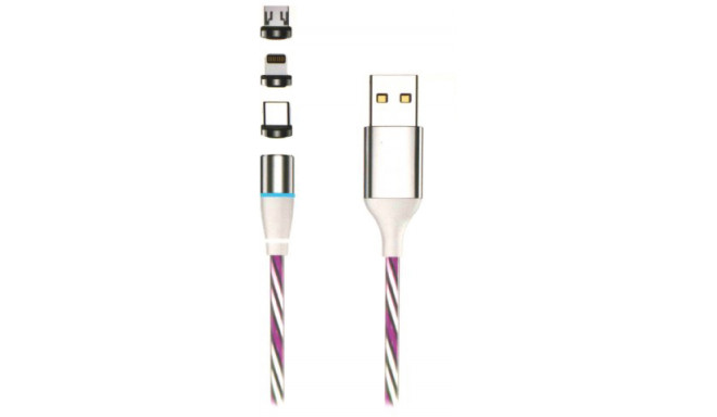 Setty cable USB - USB-C/microUSB/Lightning 2m, assorted