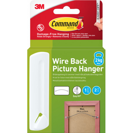 3M pildiriputuskonks Command Wire 1 Hook+2 Strips, valge