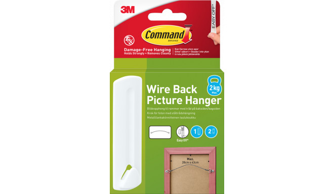 3M pildiriputuskonks Command Wire 1 Hook+2 Strips, valge