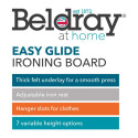 Beldray LA031282POM2FEU7 Easy Glide Ironing Board - Pomegranate Printt122X 38 CM