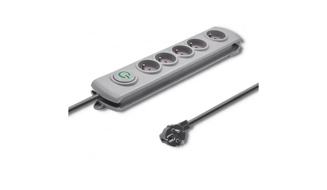 Surge protector 5 sockets 3m gray