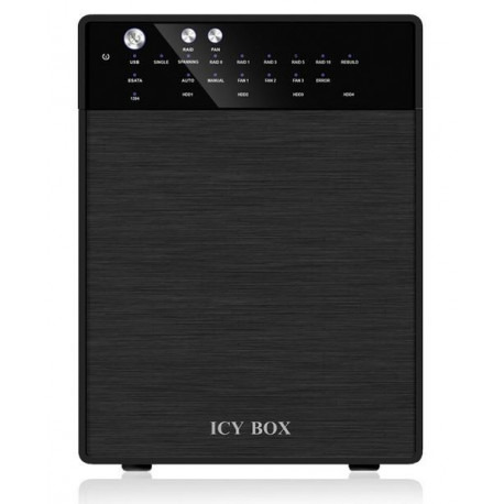 The ICY BOX IB-RD3640SU3 is an external 4-bay RAID storage system designed for 3.5-