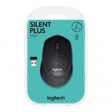 LOGITECH M330 SILENT PLUS Mouse 3 buttons wireless 2.4 GHz USB wireless receiver black