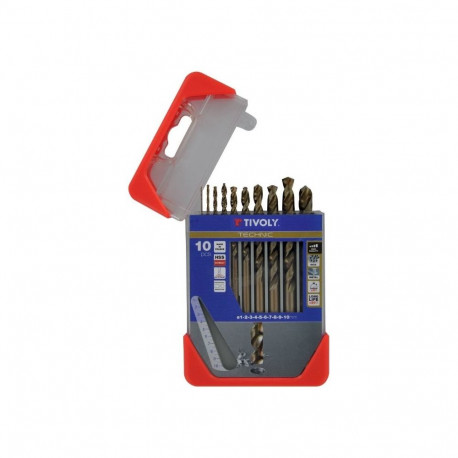 Tivoly SLR metallipuuride komplekt – 10-osaline Ø 1–10 mm, HSS-Co(5%), 35° N-spiraaliga, lasertähist