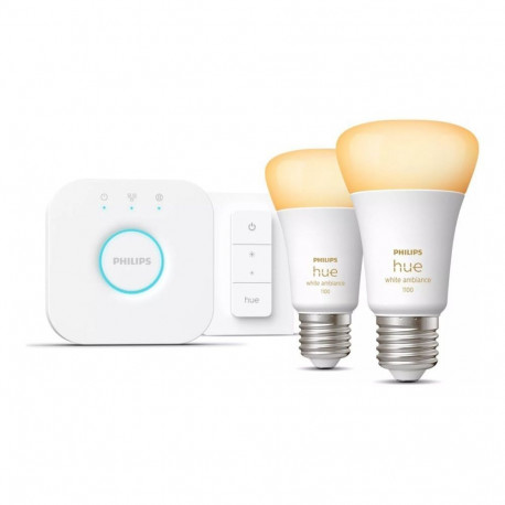 Philips Hue HueWA Starter Kit 2pcs, Bridge, Switch | E27 | 11 W | Warm to cool white light, 2200-650