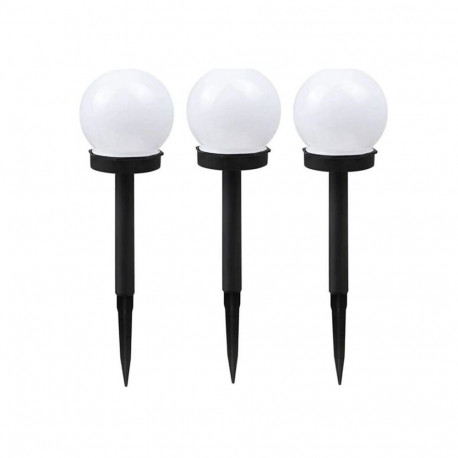 Elight Garden Solar Globe Light Set 3pcs 10cm Cold White LED with Dusk Sensor Waterproof Black