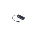 Gembird USB Centrmezgls Gembird USB 3.1 Powered 4-port Hub with Switches Black