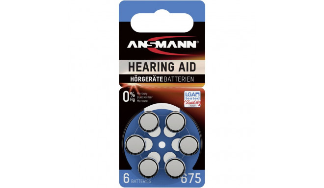 1x6 Ansmann tsink-õhk 675 (PR44) kuuldeaparaadi patareid