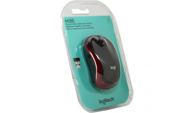 Logitech M 185 Cordless Notebook Mouse USB schwarz / rot