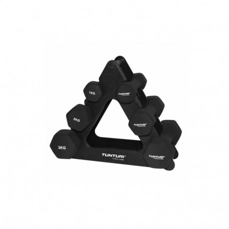 Hantlid TUNTURI Neopreen Dumbbellset, 3 paari + hoidik