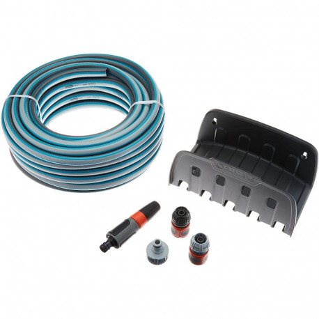 GARDENA wall hose holder with classic hose (20 meters, with connections and syringe)