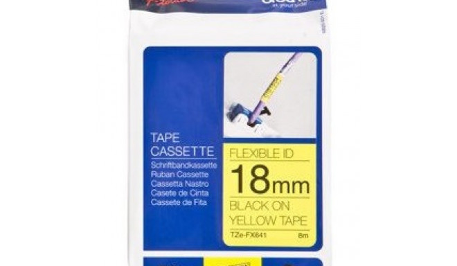 BROTHER TZEFX641 18 BLACK ON YELLOW FLEX