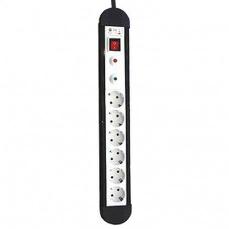 Power Socket - 6 Sockets with Switch Silver Electronics 49646 3680W Black