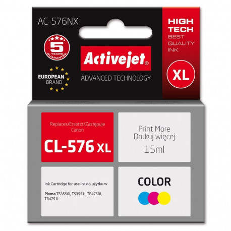 Activejet AC-576NX Canon printer ink, replacement Canon CL-576XL; Supreme; 15 ml; colour: blue, yell