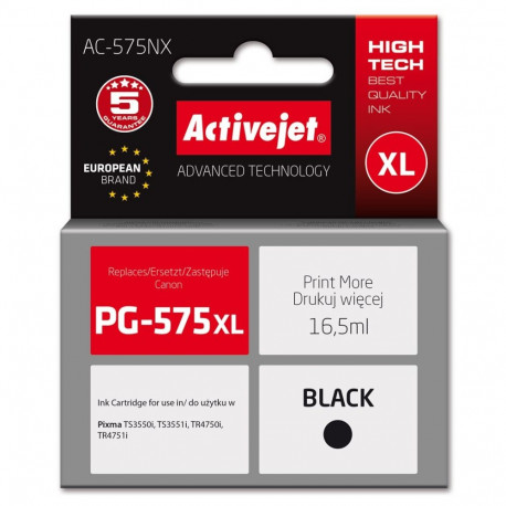 Activejet AC-575NX tint Canon printerile, asendus Canon PG-575XL; Supreme; 16,5 ml; must
