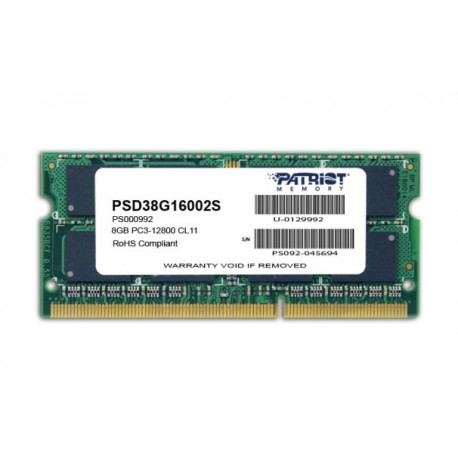 Patriot Memory 8GB PC3-12800 mälumoodul 1 x 8 GB DDR3 1600 MHz
