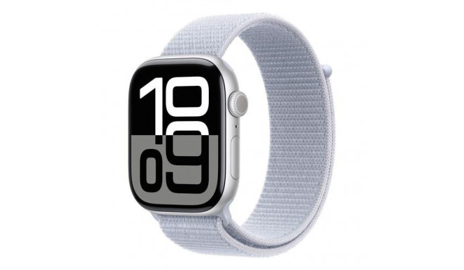 Apple Watch Series 10 GPS + Cellular 46mm Silver Aluminium Case with Blue Cloud Sport Loop