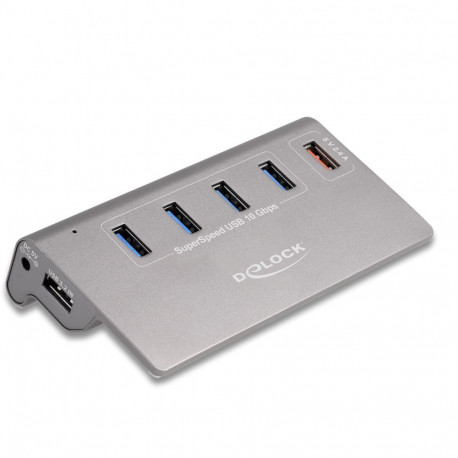 "DELOCK USB 10 Gbps Hub mit 4 USB Typ-A Ports + 1 Schnellladeport inkl. Netzteil"