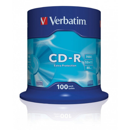 Verbatim CD-R 700MB 52x 100tk tornis (43411)
