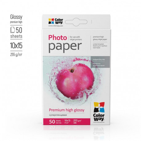 ColorWay Photo Paper, 50 sheets | 255 g/m² | 10x15 | Premium High Glossy