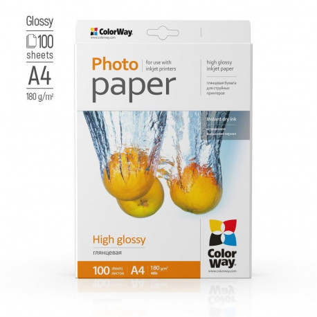 ColorWay Photo Paper, 100 sheets | High Glossy | 180 g/m² | A4