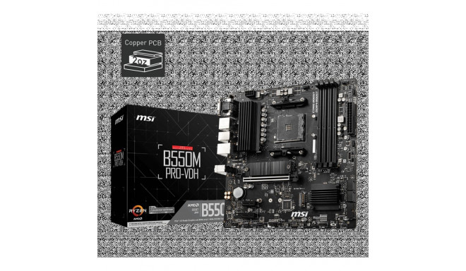 MSI B550M PRO-VDH AMD protsessoripere AM4 protsessoripesa DDR4 4 mälupesa 4 SATA-pesa AMD B kiibisti